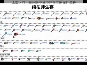 冰霜之刃：泰拉瑞亚神秘巨剑武器属性解析