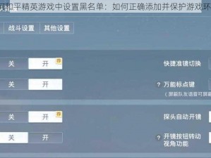 如何和平精英游戏中设置黑名单：如何正确添加并保护游戏环境？