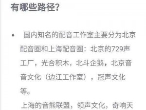 关于如何找到合适的CV配音师——探寻专业CV资源的新途径