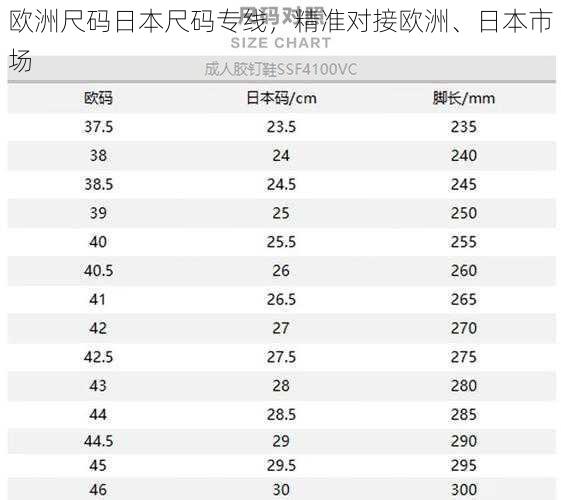 欧洲尺码日本尺码专线，精准对接欧洲、日本市场