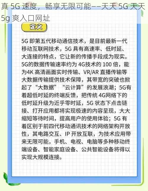 真 5G 速度，畅享无限可能——天天 5G 天天 5g 爽入口网址