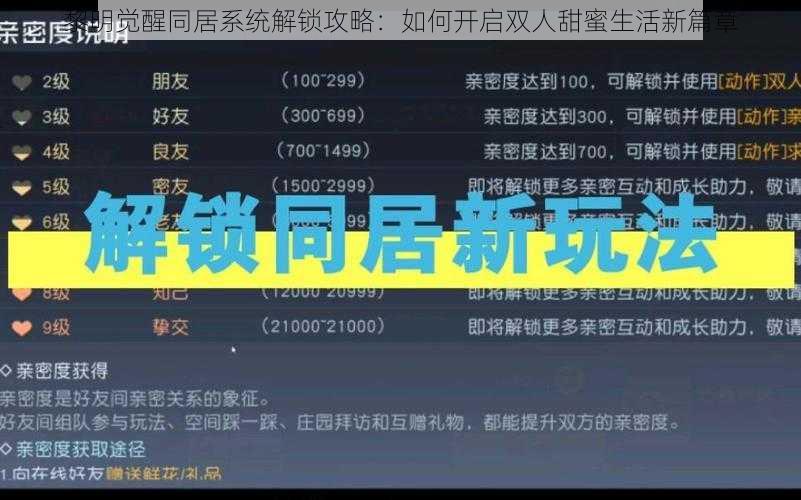 黎明觉醒同居系统解锁攻略：如何开启双人甜蜜生活新篇章