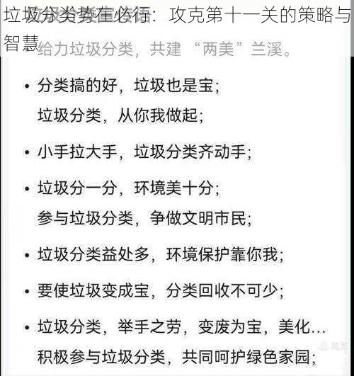 垃圾分类势在必行：攻克第十一关的策略与智慧