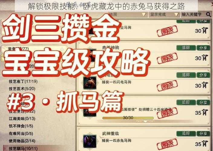 解锁极限技能：卧虎藏龙中的赤兔马获得之路