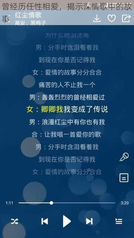 曾经历任性相爱，揭示深情歌中的故事