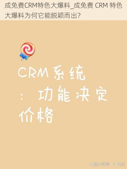 成免费CRM特色大爆料_成免费 CRM 特色大爆料为何它能脱颖而出？