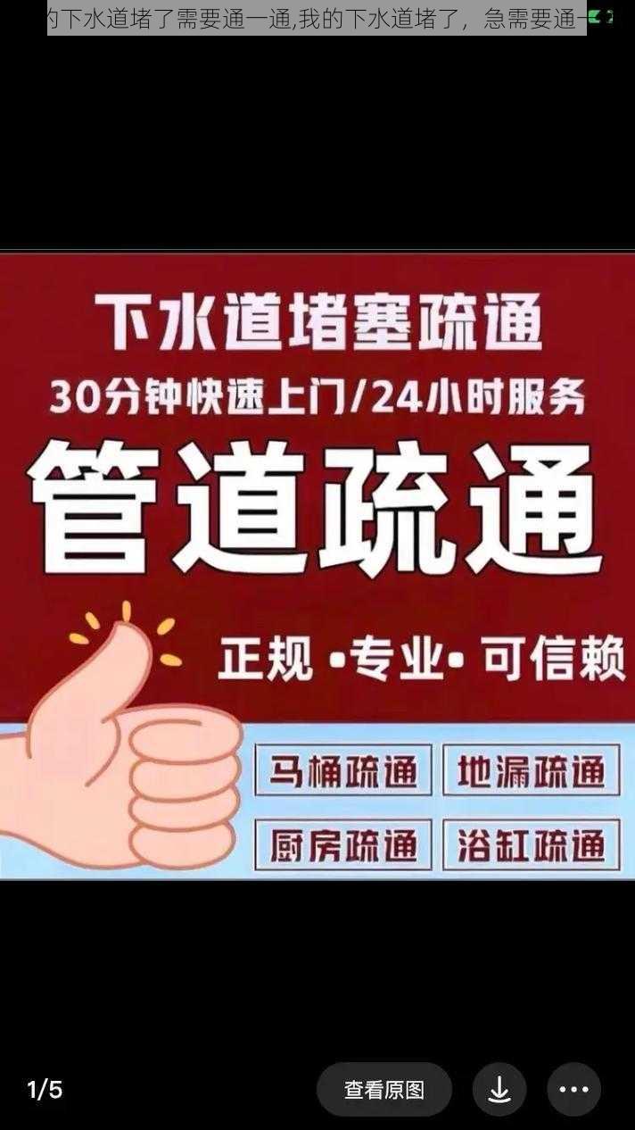 我的下水道堵了需要通一通,我的下水道堵了，急需要通一通