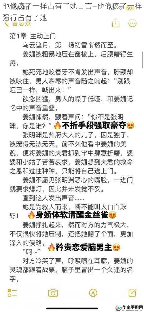 他像疯了一样占有了她古言—他像疯了一样强行占有了她