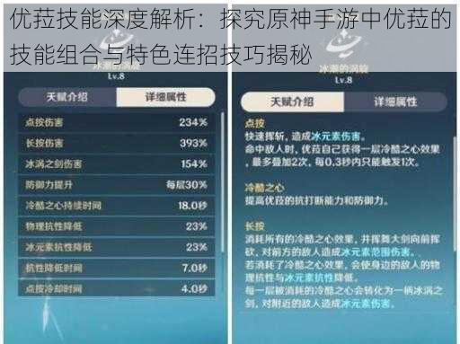 优菈技能深度解析：探究原神手游中优菈的技能组合与特色连招技巧揭秘